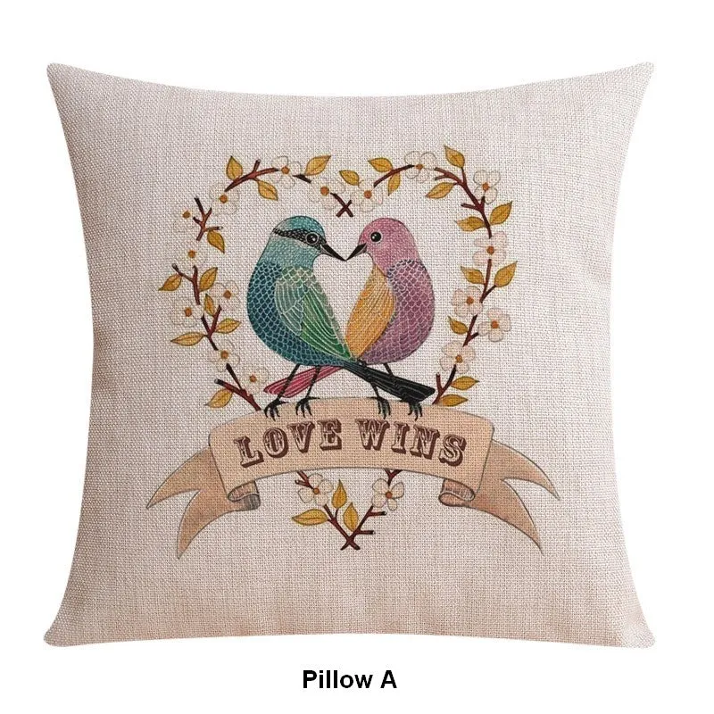 Simple Decorative Pillow Covers, Decorative Sofa Pillows for Living Room, Love Birds Throw Pillows for Couch, Singing Birds Decorative Throw Pillows