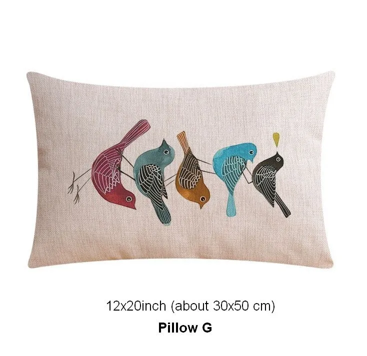 Simple Decorative Pillow Covers, Decorative Sofa Pillows for Living Room, Love Birds Throw Pillows for Couch, Singing Birds Decorative Throw Pillows