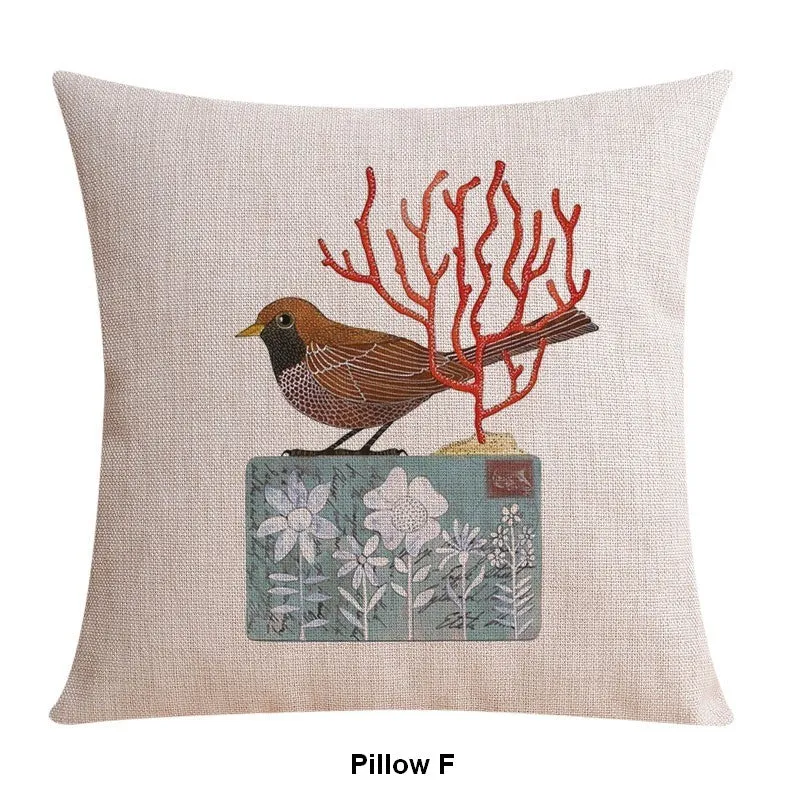 Simple Decorative Pillow Covers, Decorative Sofa Pillows for Living Room, Love Birds Throw Pillows for Couch, Singing Birds Decorative Throw Pillows