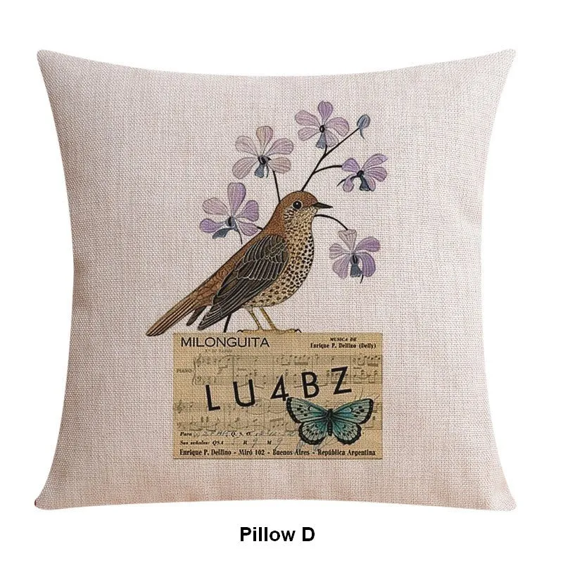 Simple Decorative Pillow Covers, Decorative Sofa Pillows for Living Room, Love Birds Throw Pillows for Couch, Singing Birds Decorative Throw Pillows