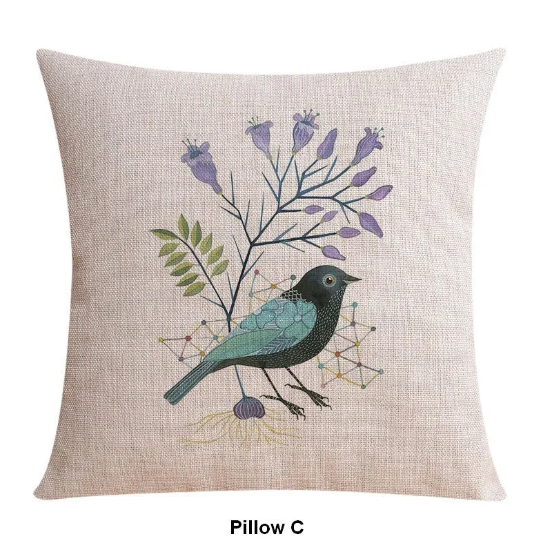 Simple Decorative Pillow Covers, Decorative Sofa Pillows for Living Room, Love Birds Throw Pillows for Couch, Singing Birds Decorative Throw Pillows