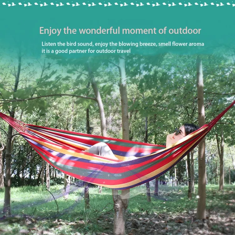 Strip Single Camping Outdoor Canvas Hammock, Size: 185cm x 80cm(Blue)