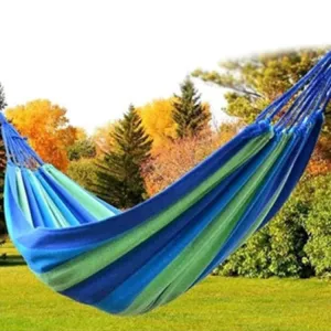 Strip Single Camping Outdoor Canvas Hammock, Size: 185cm x 80cm(Blue)