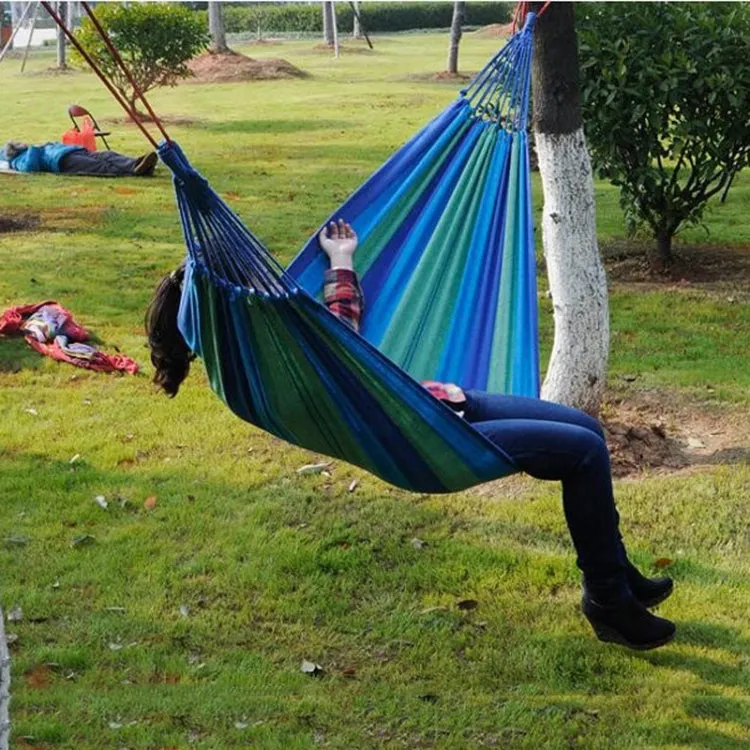 Stripe Outdoor Canvas Hammock Dual People Widening Swing Bed, Size: 190cm x 150cm