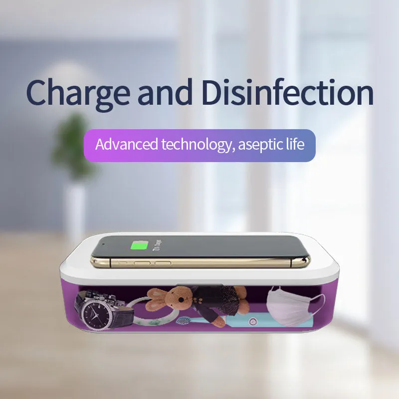 UV Phone Sanitizer and Charger in Solid Gift Box Wireless Charging Phone UVC Light Sterilizer with 6 UV LED Auto Safety Features