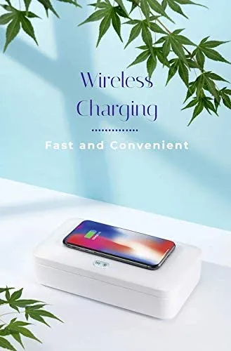 UV Phone Sanitizer and Charger in Solid Gift Box Wireless Charging Phone UVC Light Sterilizer with 6 UV LED Auto Safety Features