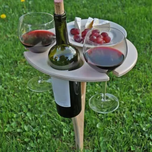 Wooden Lawn Folding Wine Rack Inserted Wine Rack Outdoor Picnic Wine Rack Folding Table